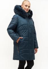 Жіноча зимова куртка з натуральним хутром кольору малахіт від 54р до 70р арт.1170012